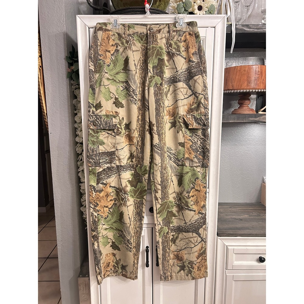Camo Cargo Pants Green Baggy size MEDIUM Outdoor Cotton 30x31